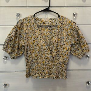 Yellow and blue blouse